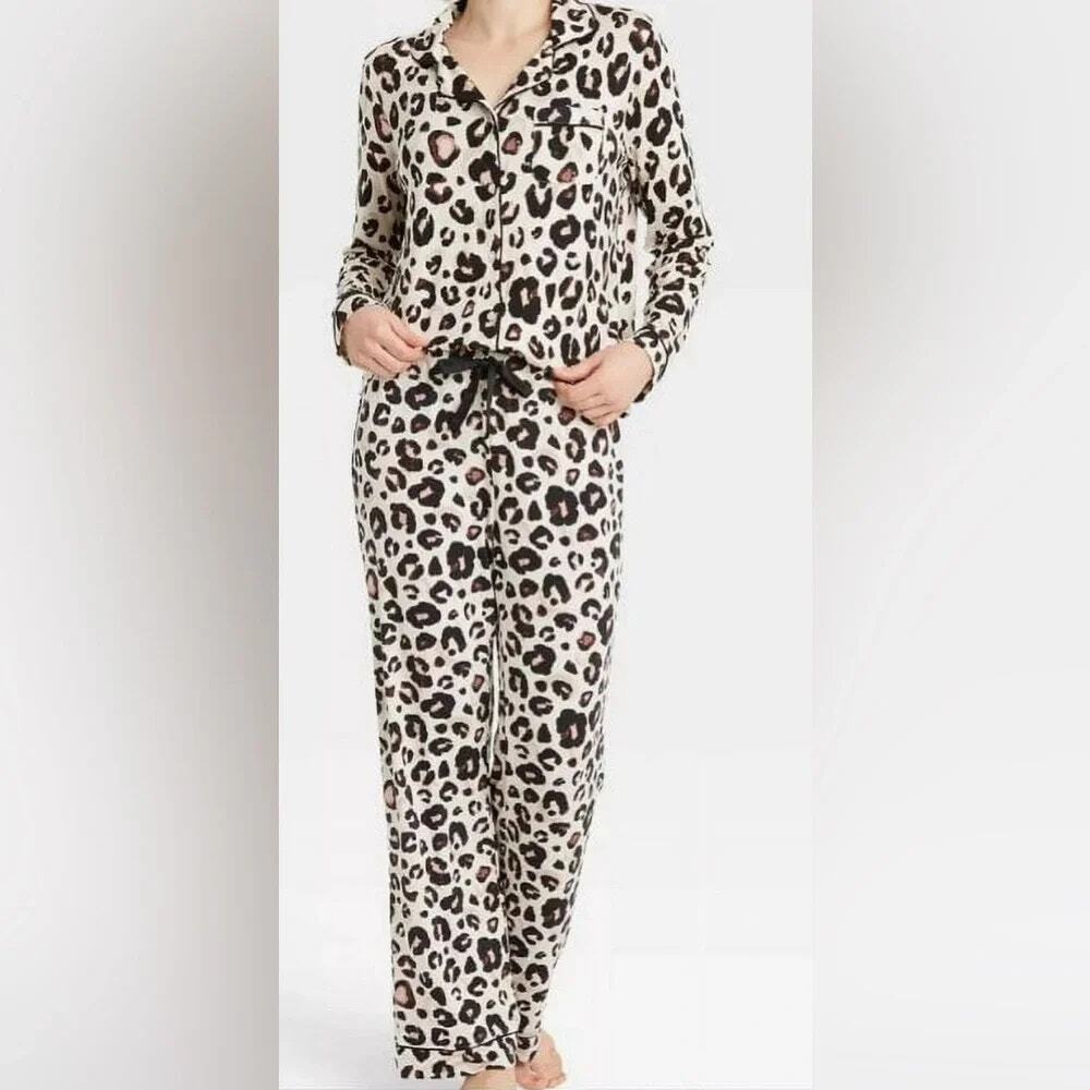 NWT Stars Above Stucco Leopard Print Long Sleeve Pajama Set Women's Size 3X